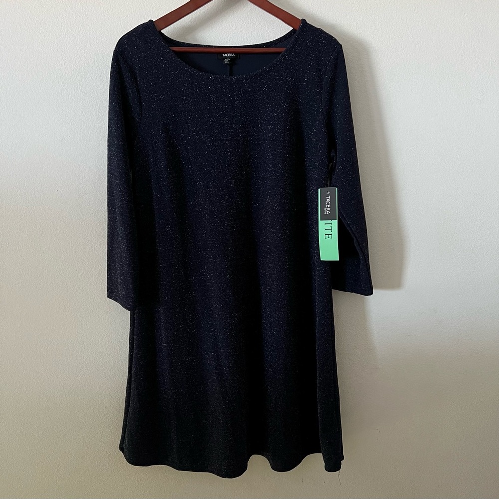 Tacera Women’s Dress in Navy Lurex Sz P XL